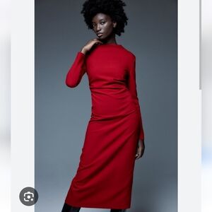 NWT Zara Red Draped Sheath Dress